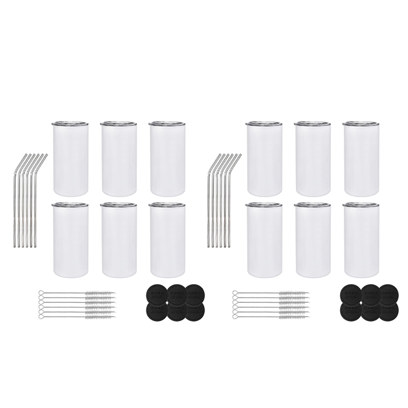 Wurrpopy-Pack of 12 12 Oz Sublimated Tumblers Blank, Insulated Stainless Steel Water Bottles with Lids and Straws for DIY