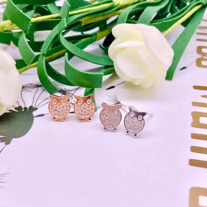 【Best Price Guaranteed】Simple Cute Mini Owl Earrings with Diamond Female Cute Pet Animal Earrings Elegant Fashion Ear Accessories