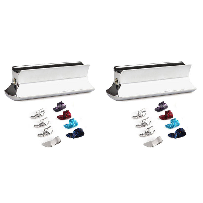 ARELENE 2X Guitar Slide Metal Steel Tone-Bar,with Celluloid and Stainless Steel Metal Thumb & Finger Picks Plectrums