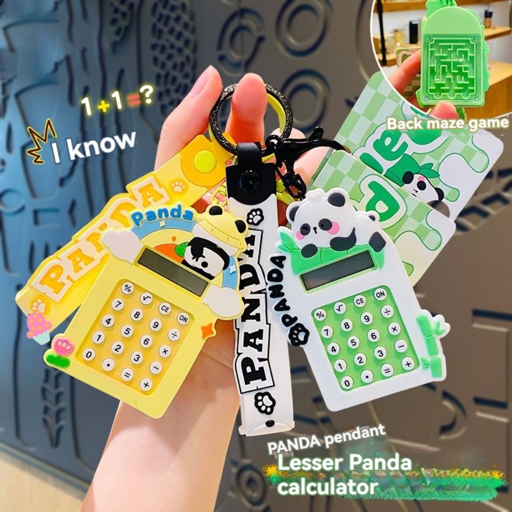 New Cute Panda Mini Calculator Maze Candy Color Key Chain Lightweight 8 Digits Display Schoolbag Pendant