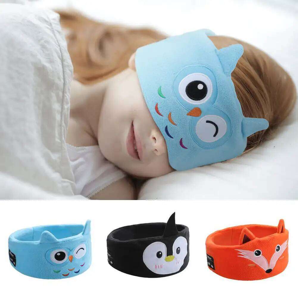 Soft Kid Bluetooth Headphone Comfortable Wireless Earphones Animal Sleeping Elastic Eye Mask Headphones V5.0 Headsets