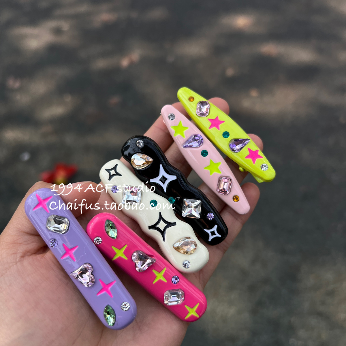Dopamine accessories sweet and spicy rhinestone hairpins color clips niche design fashion hair accessories Y2K headwear new style