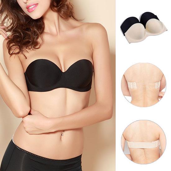Women Invisible Strapless Bra Push Up Half Cup Bra