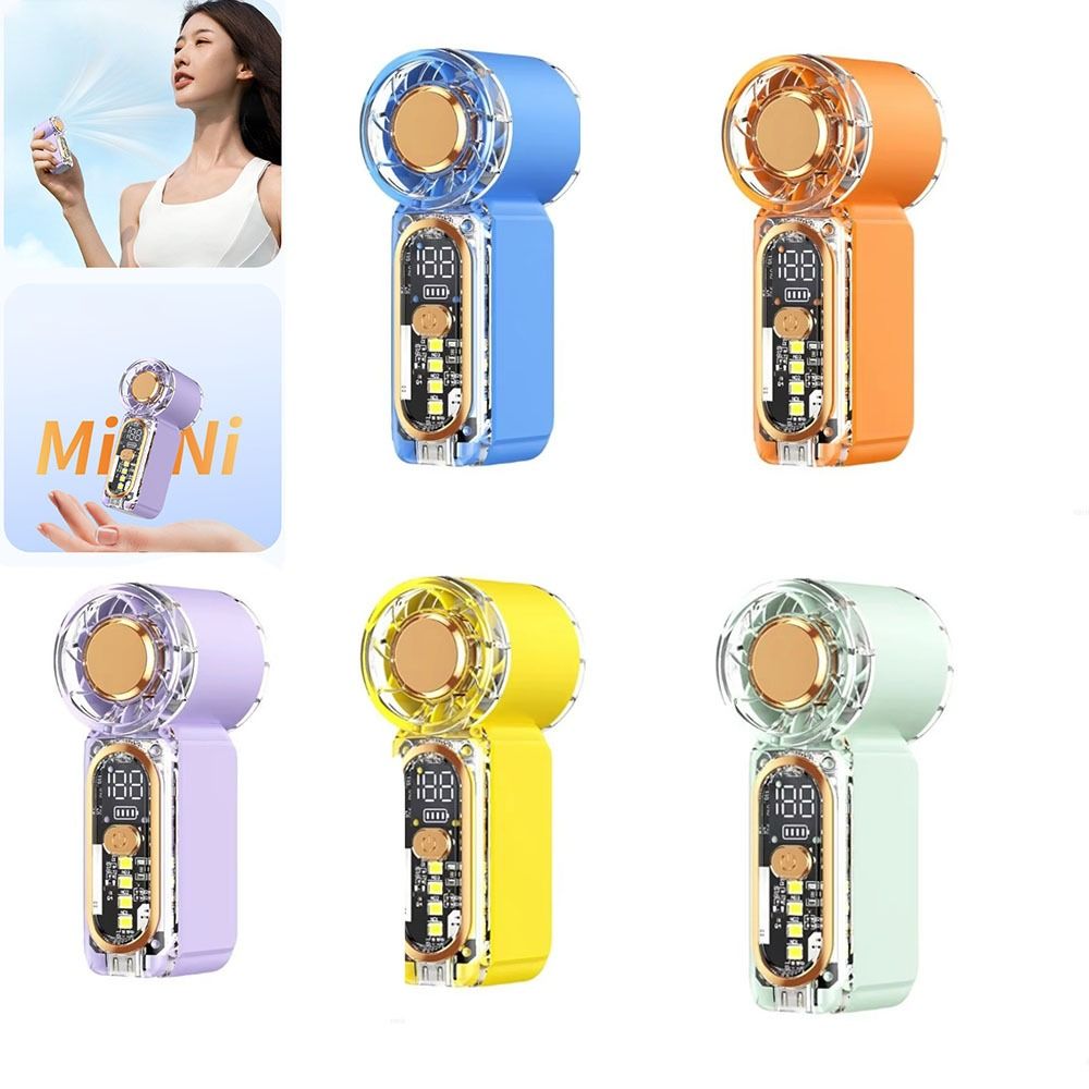 Lightweight 100 Gear Adjuatable Handheld Fan Rechargeable with Led Light Mini Cooling Fan LED Digital Display Strong Wind Electric Fan Outdoor Use