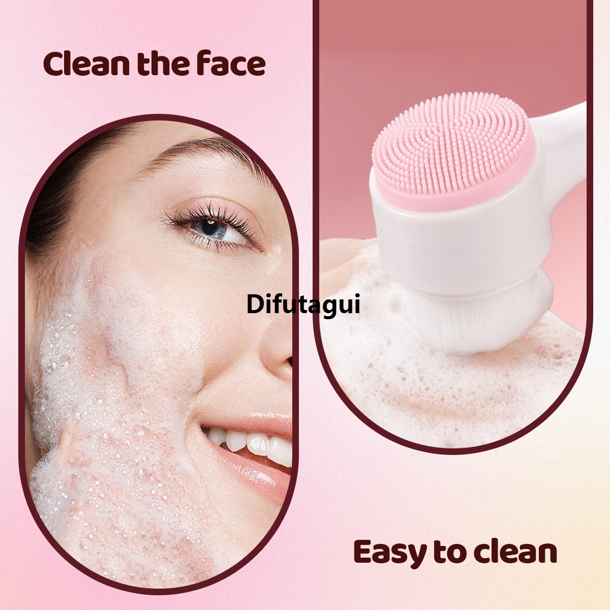 Difutagui 【2025 Version】 1PC double-sided silicone washing brush+box, double-sided Bargain price silicone manual cleansing brush lazy deep cleaning pores.