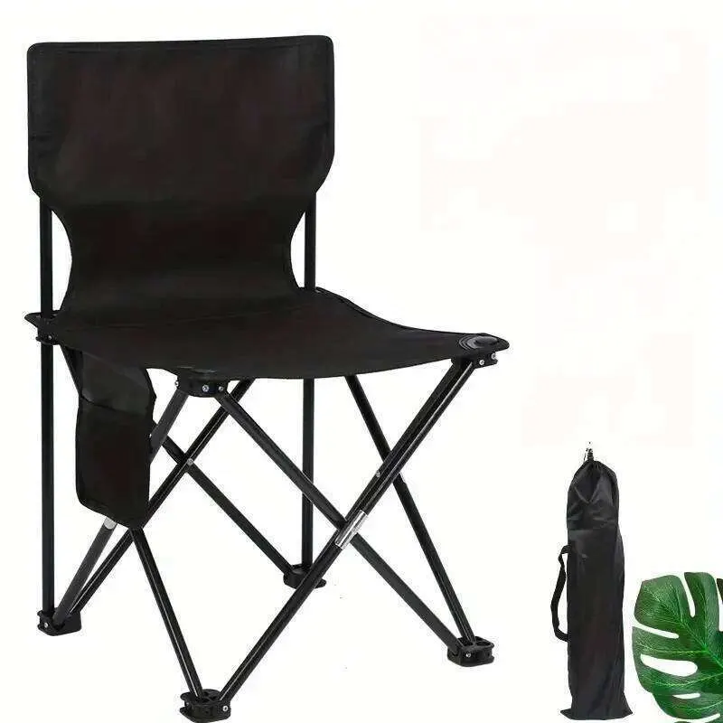 Foldable Camping with Side Pocket Picnic Oxford Cloth Portable Beach Fishing Chairs Outdoor Chair