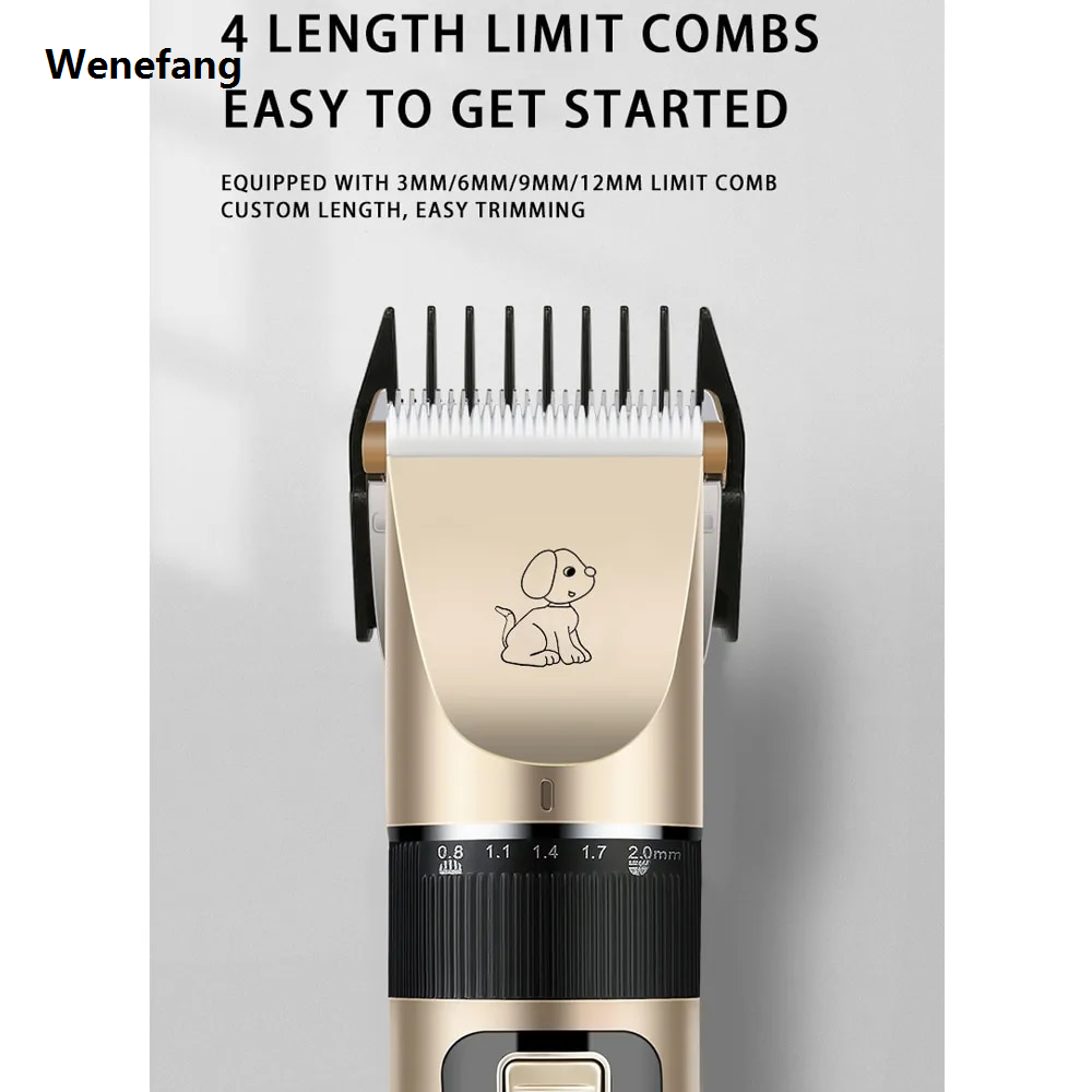 Wenefang transparent bag Professional Cat Dog Hair Clipper Grooming Kit Rechargeable Pet Hair Trimmer Shaver Set Animals Hair Cutting Machine Low-Noise