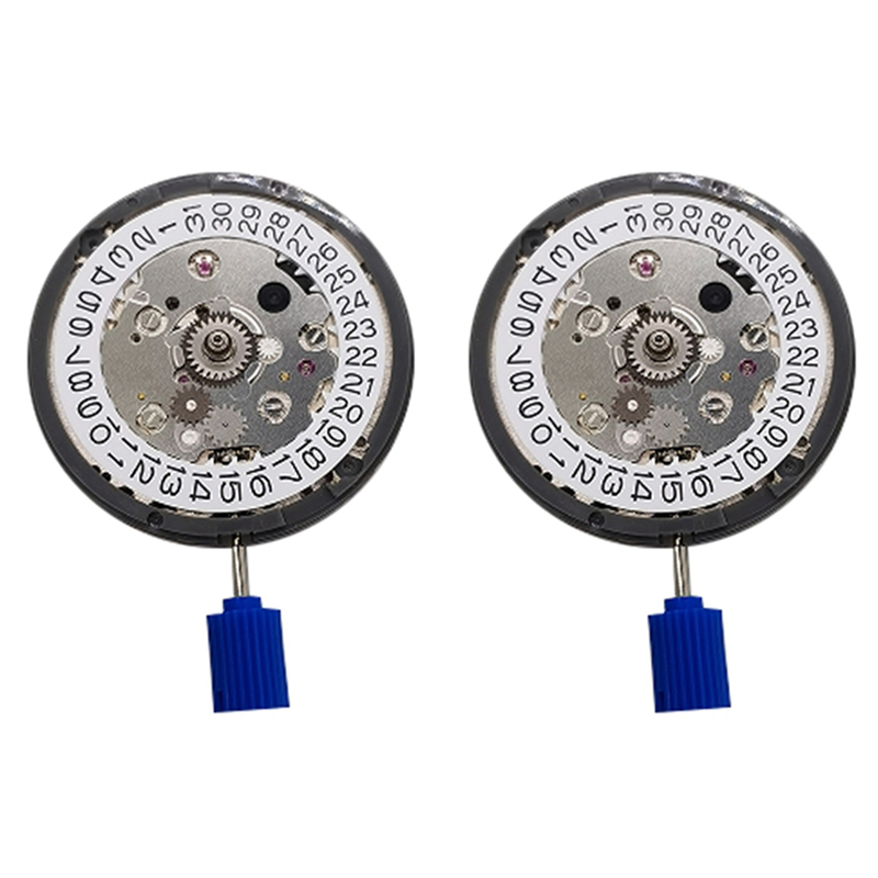 2X NH34 High- Watch Movement NH34 GMT Function Calendar 3O'Clock Automatic Movement Mechanism-White Calendar