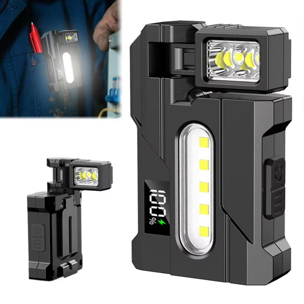 Universal Multi-functional Mini Magnetic Flashlight Water Resistant Portable Pocket Camping Light Compact Adjustable Angle Super Bright Flashlight Night Fishing