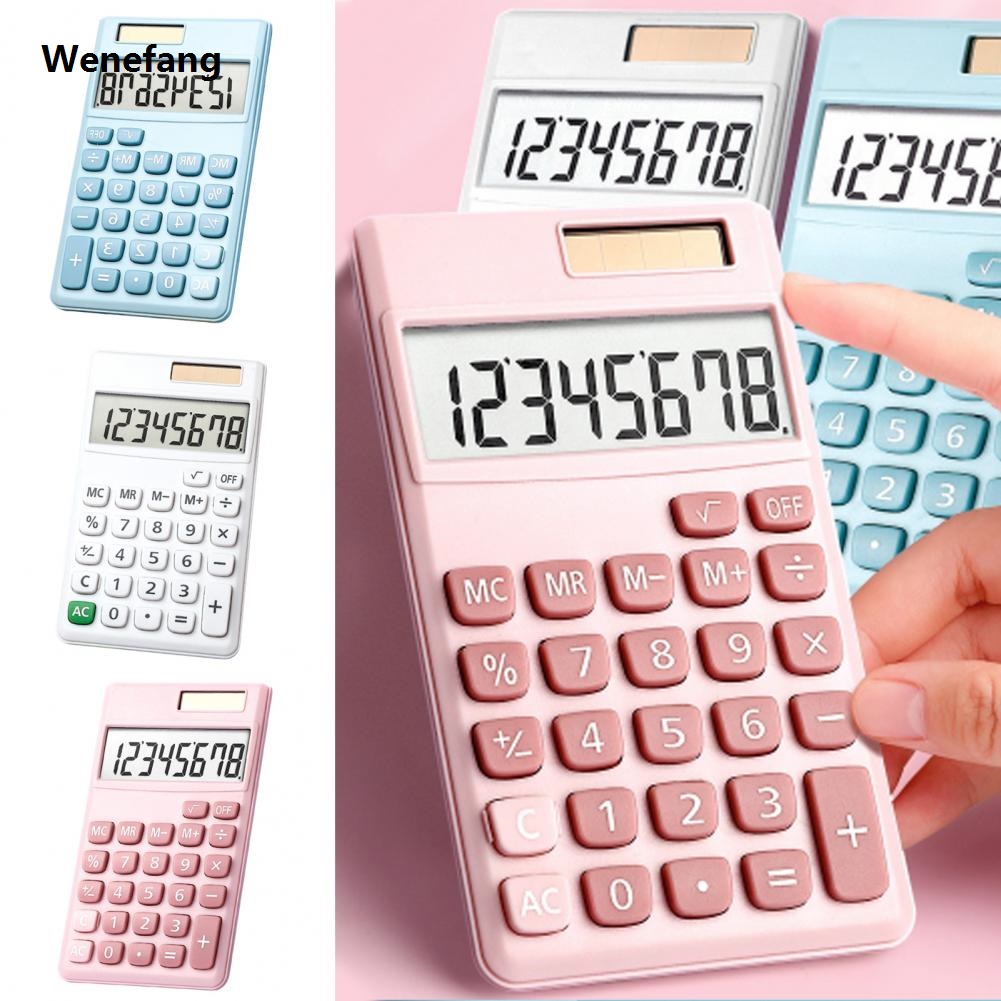 Wenefang Small Size Calculator for On-the-go Use Solar Powered Calculator Solar Powered 8-digit Calculator with for Students for School