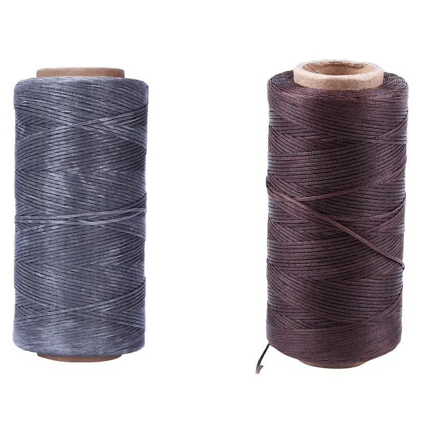 NXFDSIOZ 2x 260M 150D 1MM Leather Sewing Waxed Wax Thread Hand Needle Cord Craft DIY New Color:Dark Brown & Gray