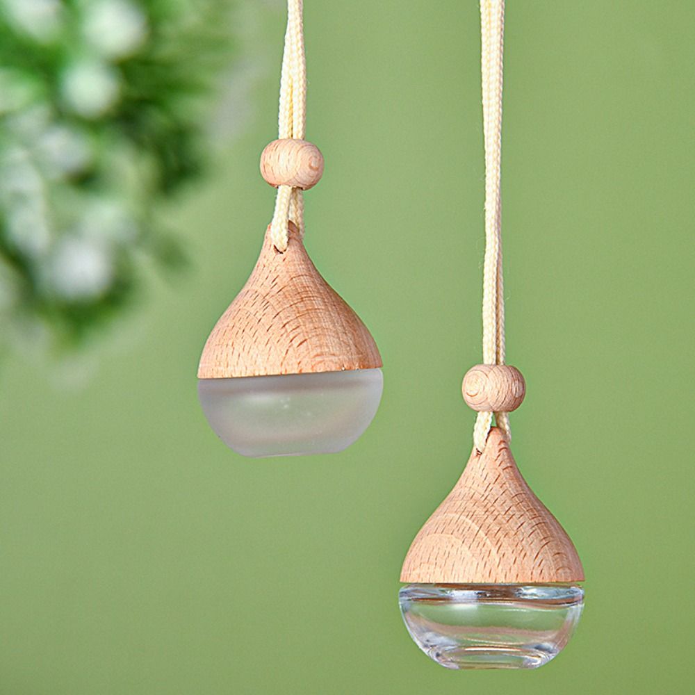 New Mini Fragrance Pendent Bottle Auto Aromatherapy Automotive Decoration Perfume Diffuser Car Hanging Wooden Glass Bottle