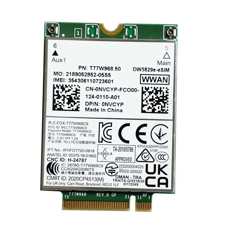 T77W968.50 DW5829e-eSIM .2 4G Modem Module 7320 7330 Laptop