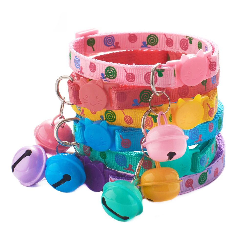 Buckle Cartoon Cat Collars Cute Cat Head Adjustable Kitten Necklace Pet Supplies Bell Pendant Collar