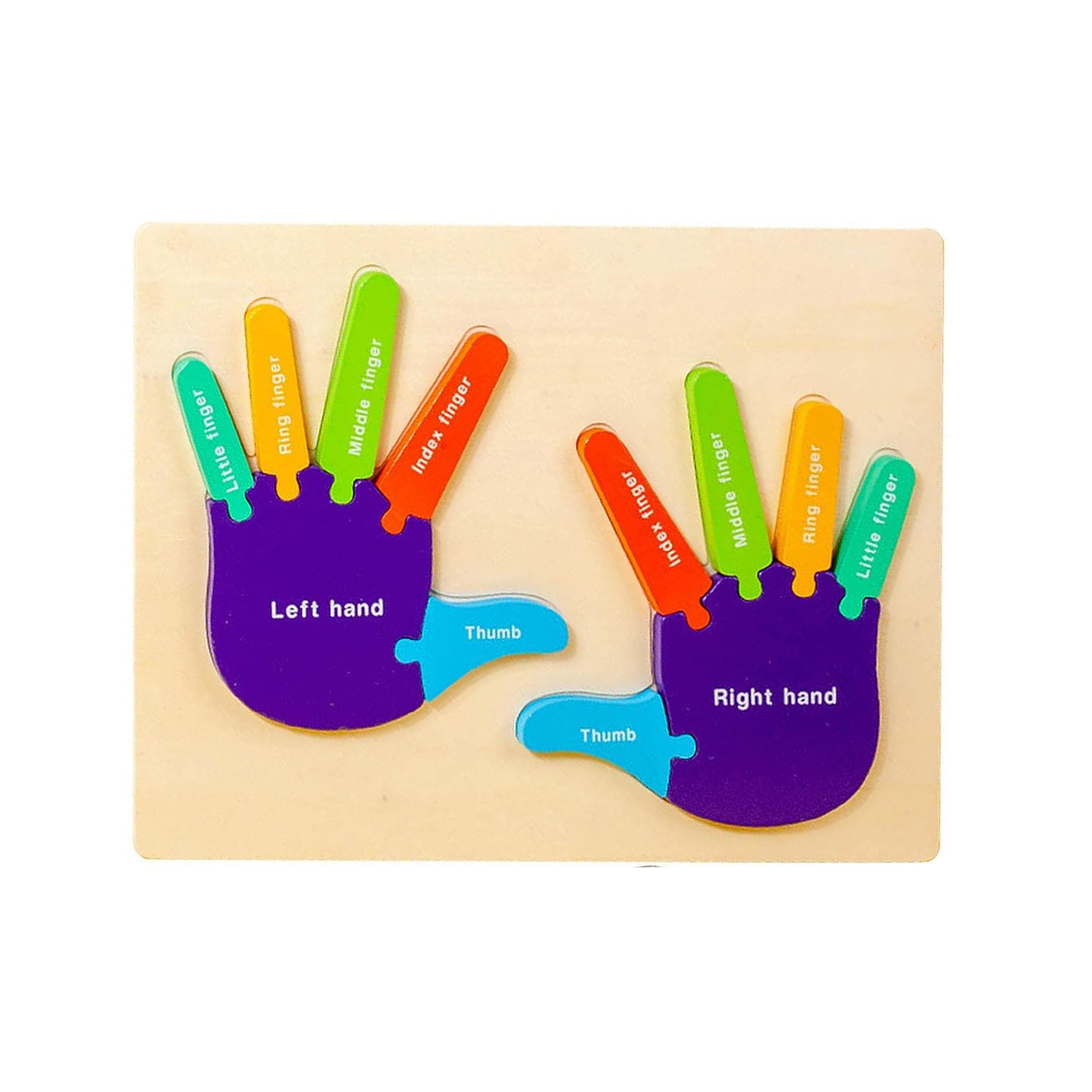 Cute Baby Colorful Wooden Shaped 3D Baby’s Palm with Each Finger’s Name, Early Learning Montessori Creative Puzzle Toys for Toddler & Birthday Gift