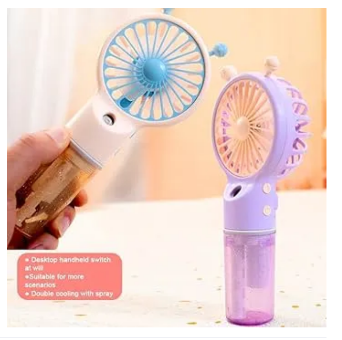 Portable Handheld Misting Fan, Personal Mister Sprayer Fan Spray, Cooling, Make-up Fan, Noiseless Humidity Handheld Fan, Multipurpose Mini Fan | USB fan | USB Rechargeable
