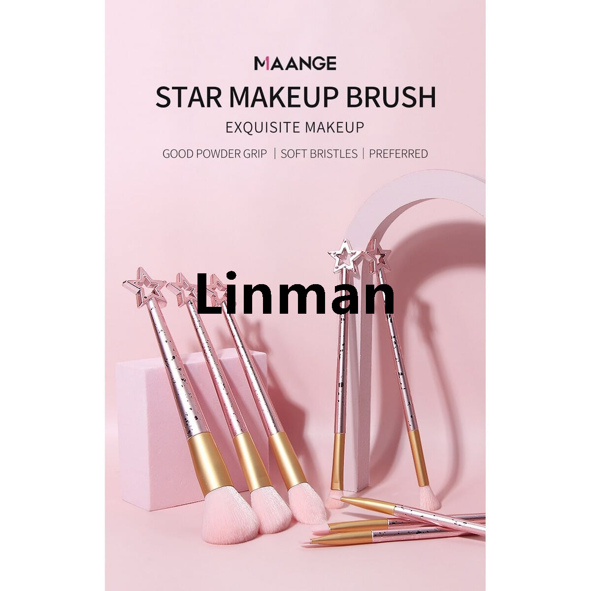 Linman MAANGE 8Pcs Professional Makeup Brushes With Eye ShaFashion dow Powder Blush Foundation Make Up Brushes MAG5923F