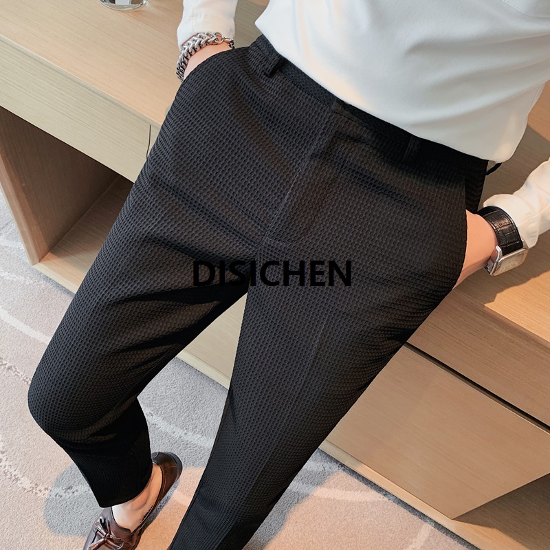 DISICHEN Suit Pants Autumn Winter Fashion Waffle Dress Pants For Men Clothing Business Casual Slim Fit Men's Formal Trousers High Quality Special