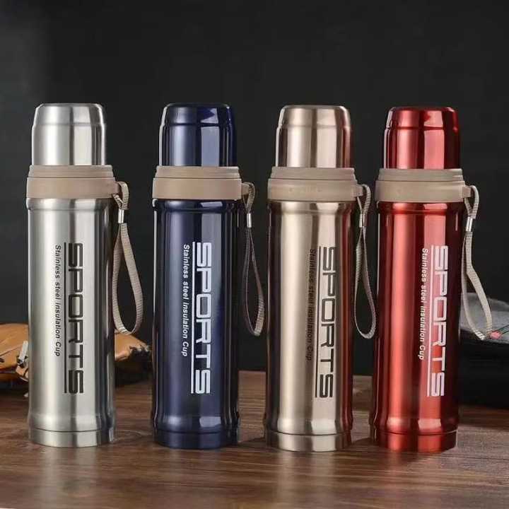 3Pcs Hot Cold Vacuum Flask Set Stainless Steel Thermos Bottle with Cup 500 ML
