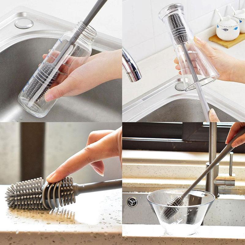 Cup Brush Labor saving 360 Degrees Rotating Bottle Scrubber Silicone Brush