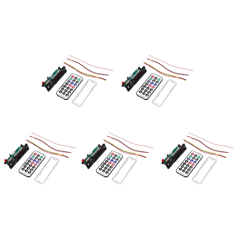 fasdaga 5X Dc 5V/12V Bluetooth 5.0 Audio Decoder Board Audio Module Usb Aux Sd Fm Radio Colors Screen Display(Black)