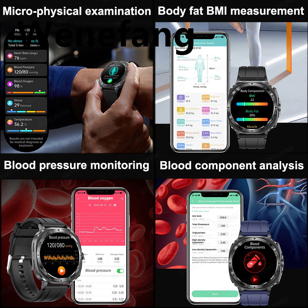 Wenefang 2025 New For Samsung Galaxy Watch Men's and Women's Smart Watch Fashion ECG+PPG Uric Acid Heart Rate Blood fat Spo2 Healthy Smartwatch