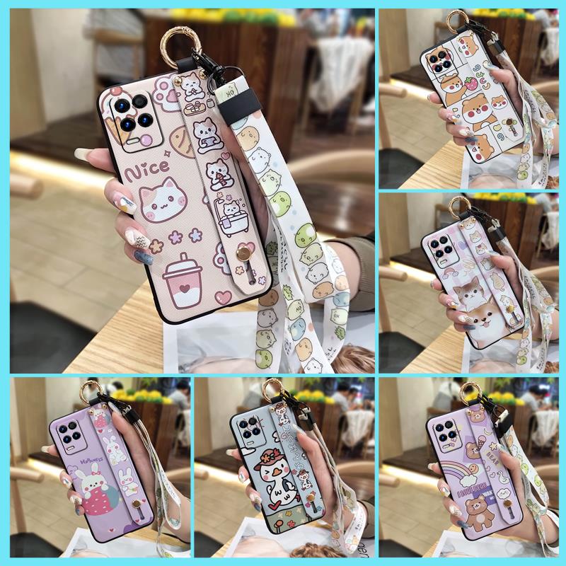 Silicone Anti-knock Phone Case For OPPO Realme V13 5G/Realme8 5G/Q3 5G/Q3I 5G/Narzo30 Wristband Waterproof Kickstand