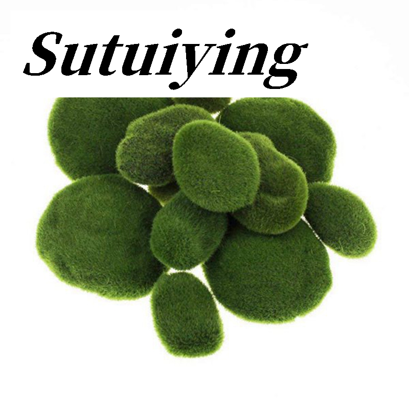 Sutuiying 40 Pieces 2 Sizes Artificial Moss Rocks Decorative Faux Green Moss Covered Stones