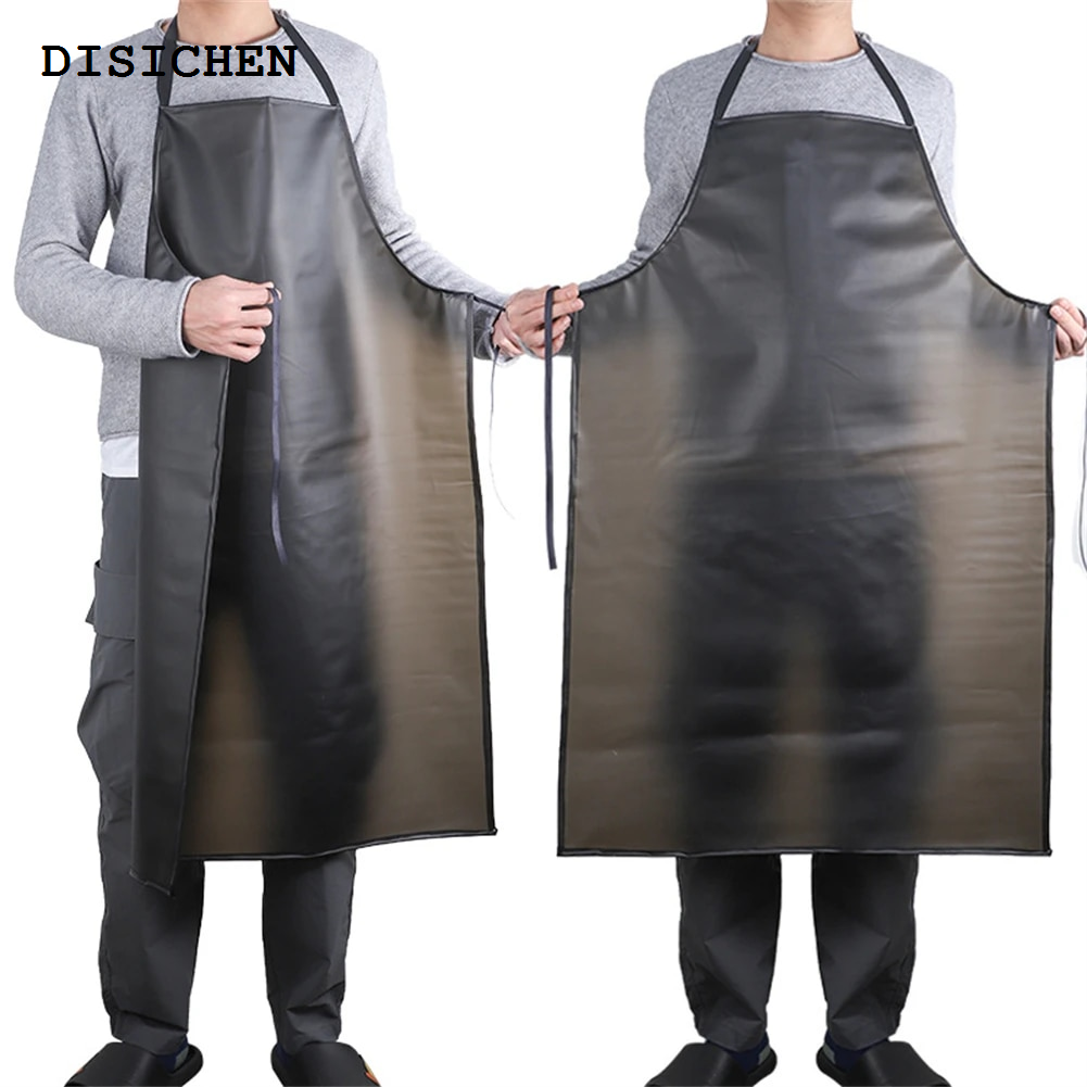 DISICHEN Bargain price Waterproof Oilproof Apron Men Women Work Apron PVC Black Hotel Aquatic Butchery Food Chef Apron For Kitchen Areas Work Cleaner