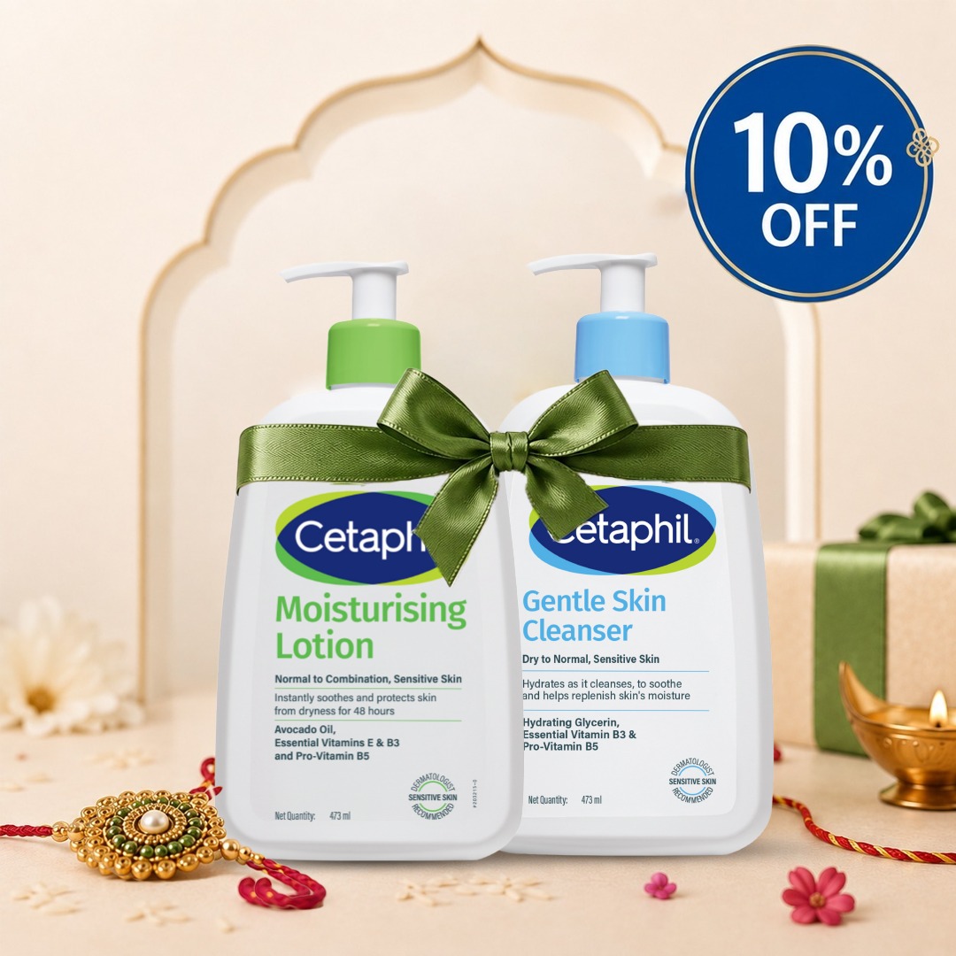 Cetaphil Moisturizing Lotion 473ml for Dry to Normal & Sensitive Skin + Cetaphil Gentle Skin Cleanser 473ml for Dry & Sensitive Skin| Skincare Bundle | Raksha Bandhan Special