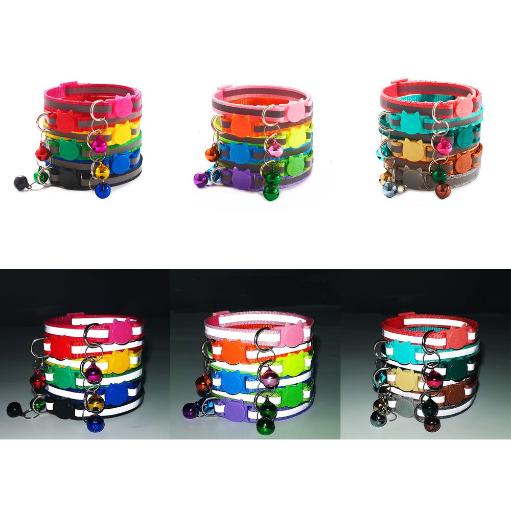 Cute Adjustable With Bell Reflective Cat Collar Quick Release Kitten Safety