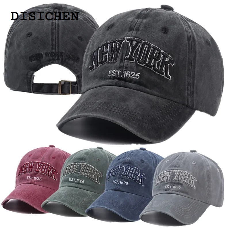 DISICHEN New style New York Washed Cotton Baseball Caps For Women Men Retro Letter Embroidery Snapback Hats Sun Visors Hip Hop Dad Hat Casquette