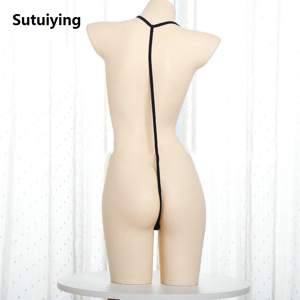 Sutuiying Women Hollow Out Costumes Open Bra Underwear Soft Bodystocking Bodysuit