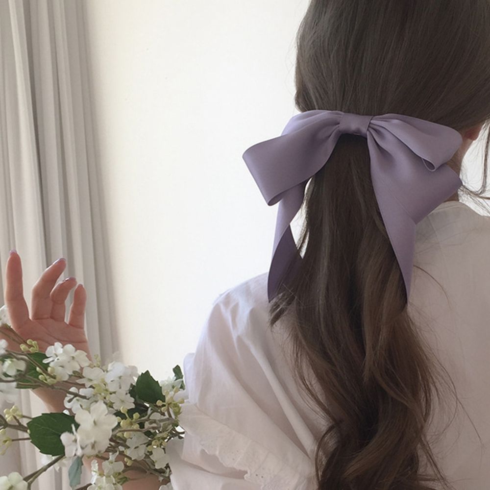Cute Girls Ribbon Fabric Spring Bow Purple Hair Clip Female Hair Accessories Very Peri Headwear Hairpin