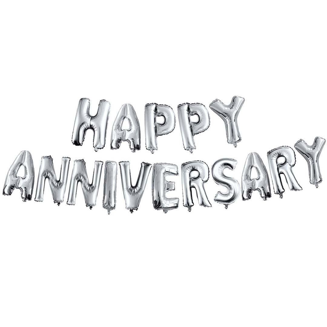 Ichhya Store Silver Happy Anniversary Foils Banners 17"
