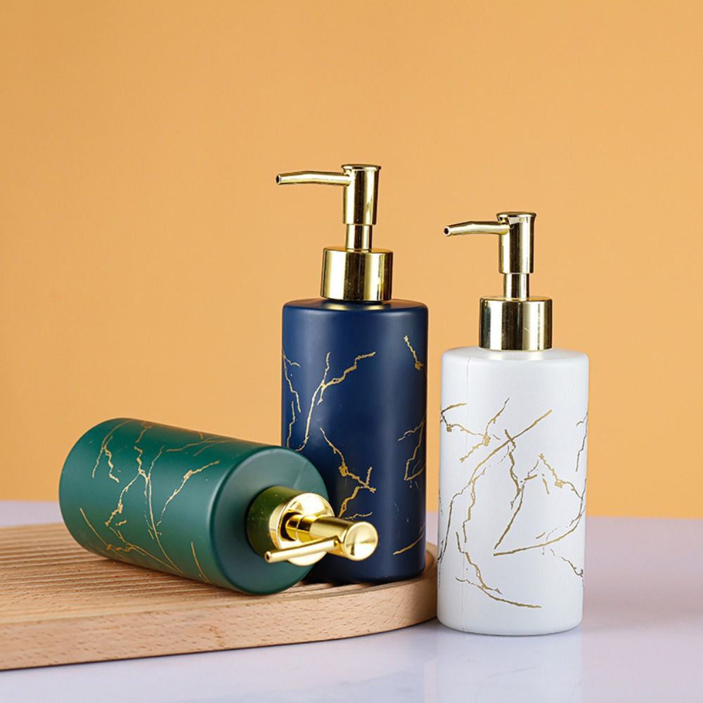 Portable Marbling Soap Dispensers Press Type 320ml Emulsion Bottle Glass Refillable Sanitizer Empty Bottle Kitchen