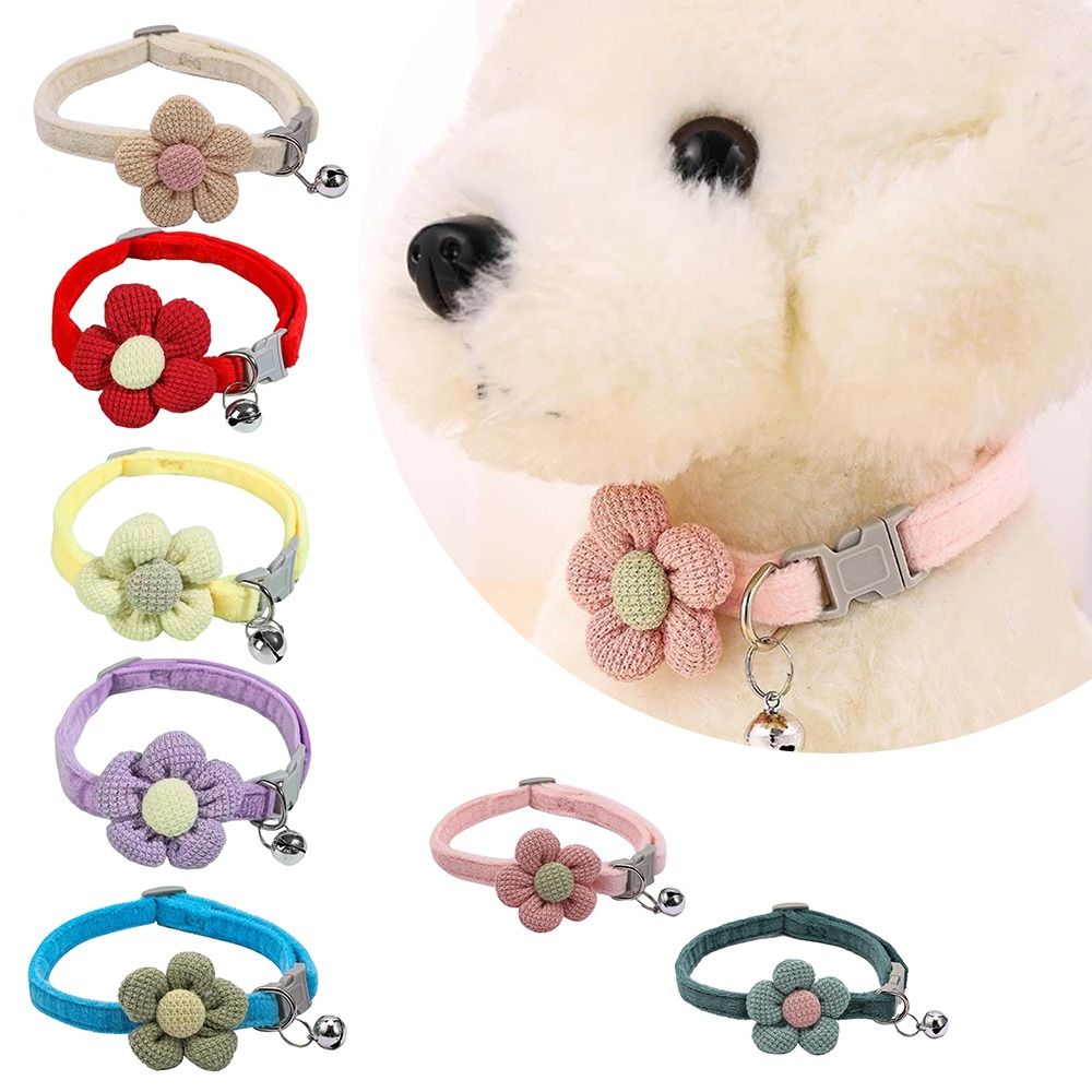 Cute with Bells Cat Collars Teddy Pomeranian Collar Adjustable Pet Collar With Flower Dogs Tie Dog Cat
