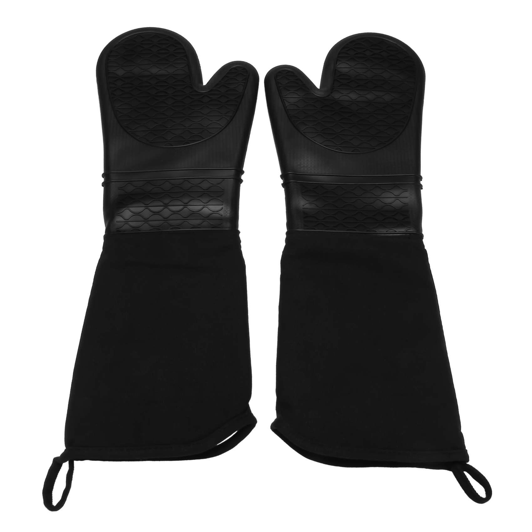 NAMUNY Extra Long Silicone Oven Mitts Heavy Duty Commercial Grade Oven Mitts Heat Resistant Bbq Gloves with Quilted Cotton Lining 2 Pack