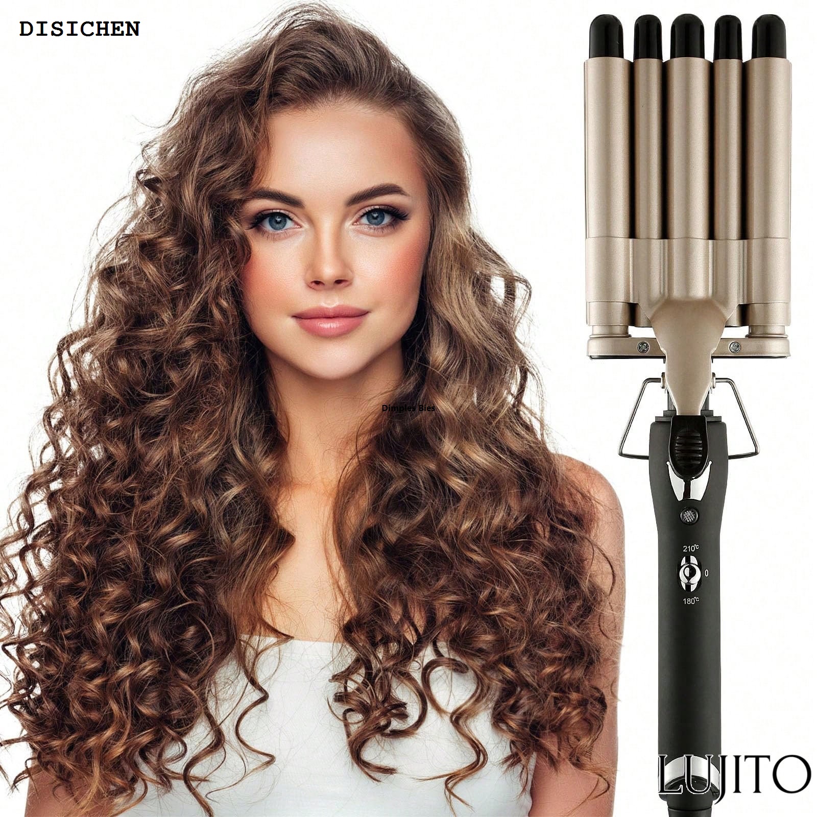 DISICHEN Portable Curly hair, straighten egg rolls heated ceramic, adjustable 1 piece 5 bucket curling iron, temperature tourmaline fast,