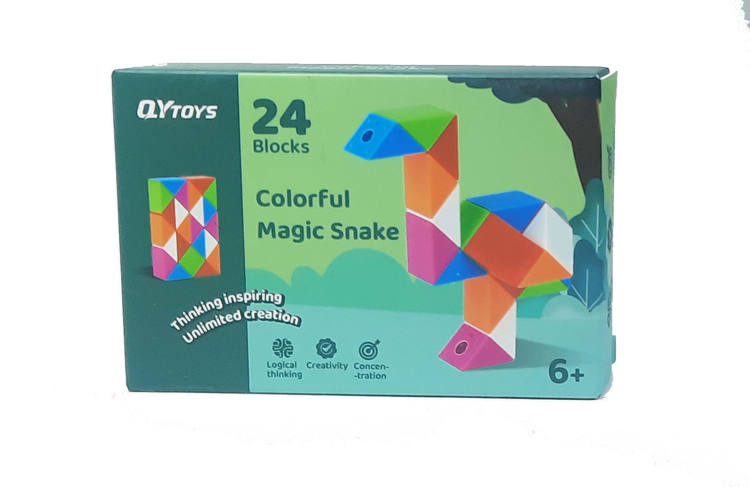 QYtoys Fidget Magic Snake Cube Puzzles Twist Ruler Speed Cubes Brain Teaser Game Toys for Kids Thinking Inspiring Unlimited Creation ( Colorful Magic Snake24 Block 1PACK)