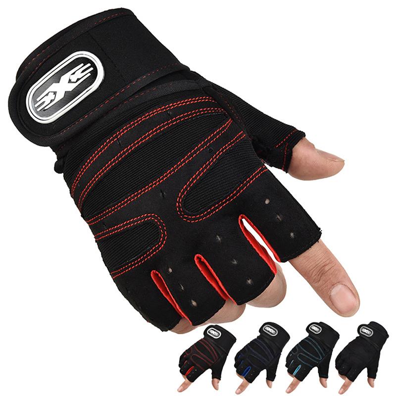 Half Finger Fitness Gloves For Weight Lifting / Cycling- 1 Pair(Multicolor) | Well Padded Wrist Protection Half Gym Gloves