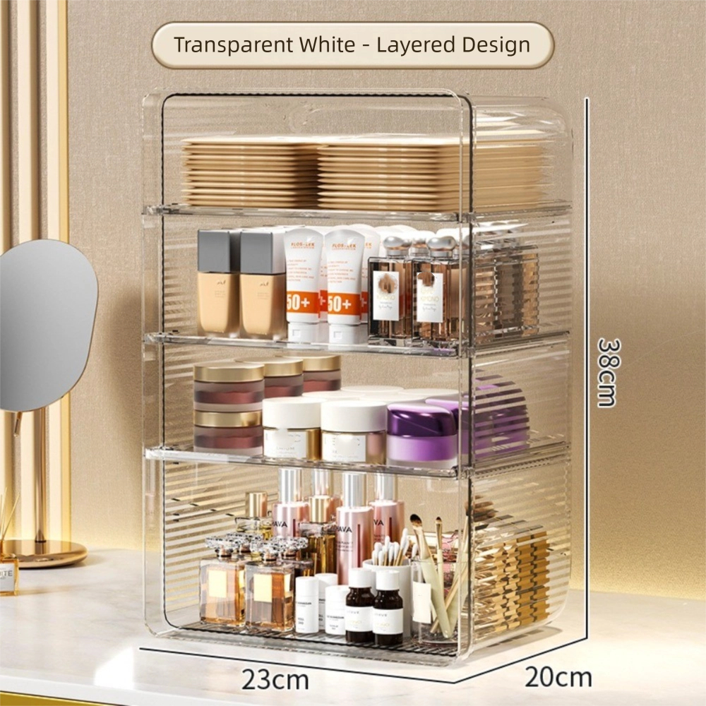 High Quality Drawer Makeup Storage Box Dustproof Transparent Storage Rack Plastic Large Capacity Cosmetic Storage Cabinet Desktop