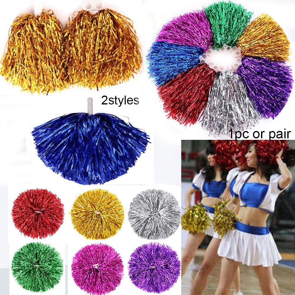 1Pc Plastic Double Hole Handle Cheerleader Poms Metallic Streamer Club Sport Supplies Dance Party Club Decorator Tools