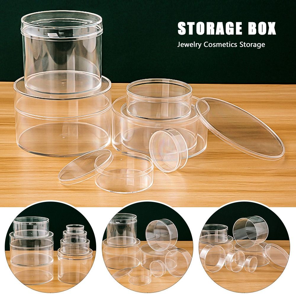 New Multi Size Storage Box Round Transparent Jewelry Box with Lid Protection Showcase Collection Containers Party Decor
