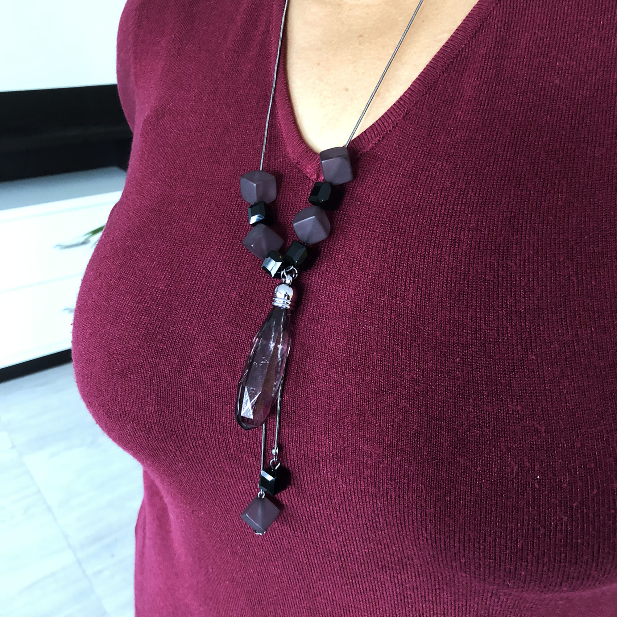Stylish Black Quartz Bohemian Necklace For Women