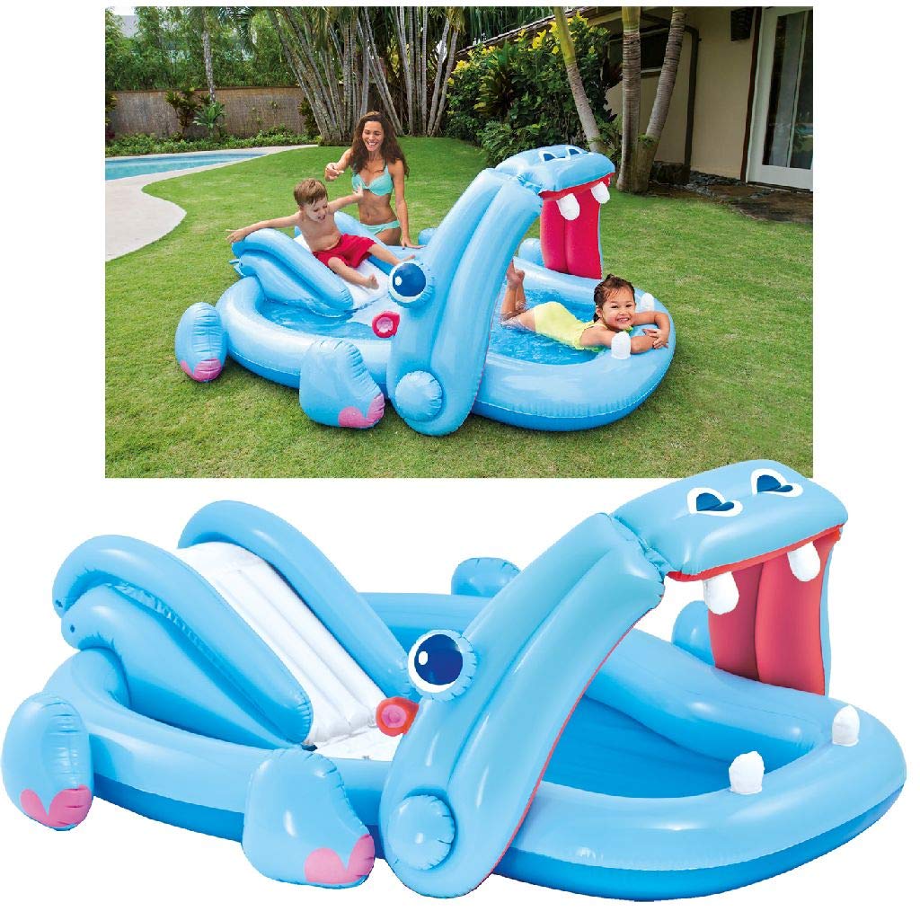 Intex Blue Hippo Play Centre Paddling Pool For Kids-57150Np | Intex Easily Inflatable Pool With Slide For Kids
