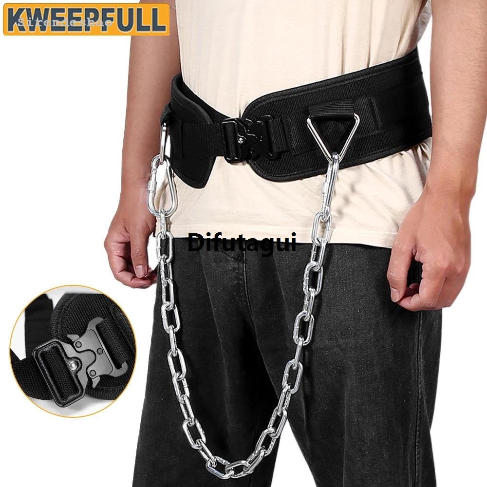 Difutagui 1Pcs Sports Dip Belt with Chain for Men Women, Weight Belt with Profesional Luxury Steel Chain, Safely Lifting up to 260kg for Pull Ups, Training