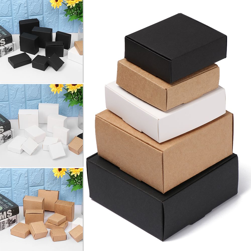 10pcs 9sizes Small Jewelry Gift Craft Cardboard Package Candy Storage Wrapping Kraft Paper Box
