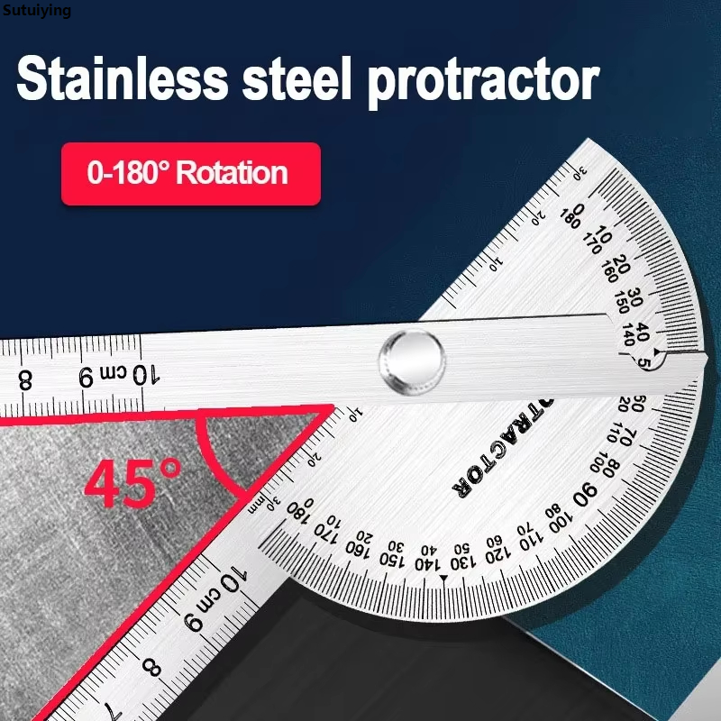 Sutuiying 1PC Protractor Angle Ruler Indexing Gauge 180 Degree Semicircle Carpenter's New Gauge Multifunctional Activity Ruler Measuring Tools
