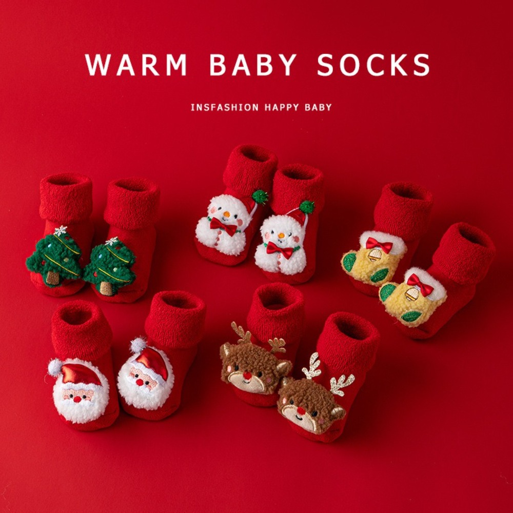 High Quality Cotton Newborn Kids Socks Santa Claus 0-3years Baby Girls Boys Warm slippers Red Children Sock Autumn Winter